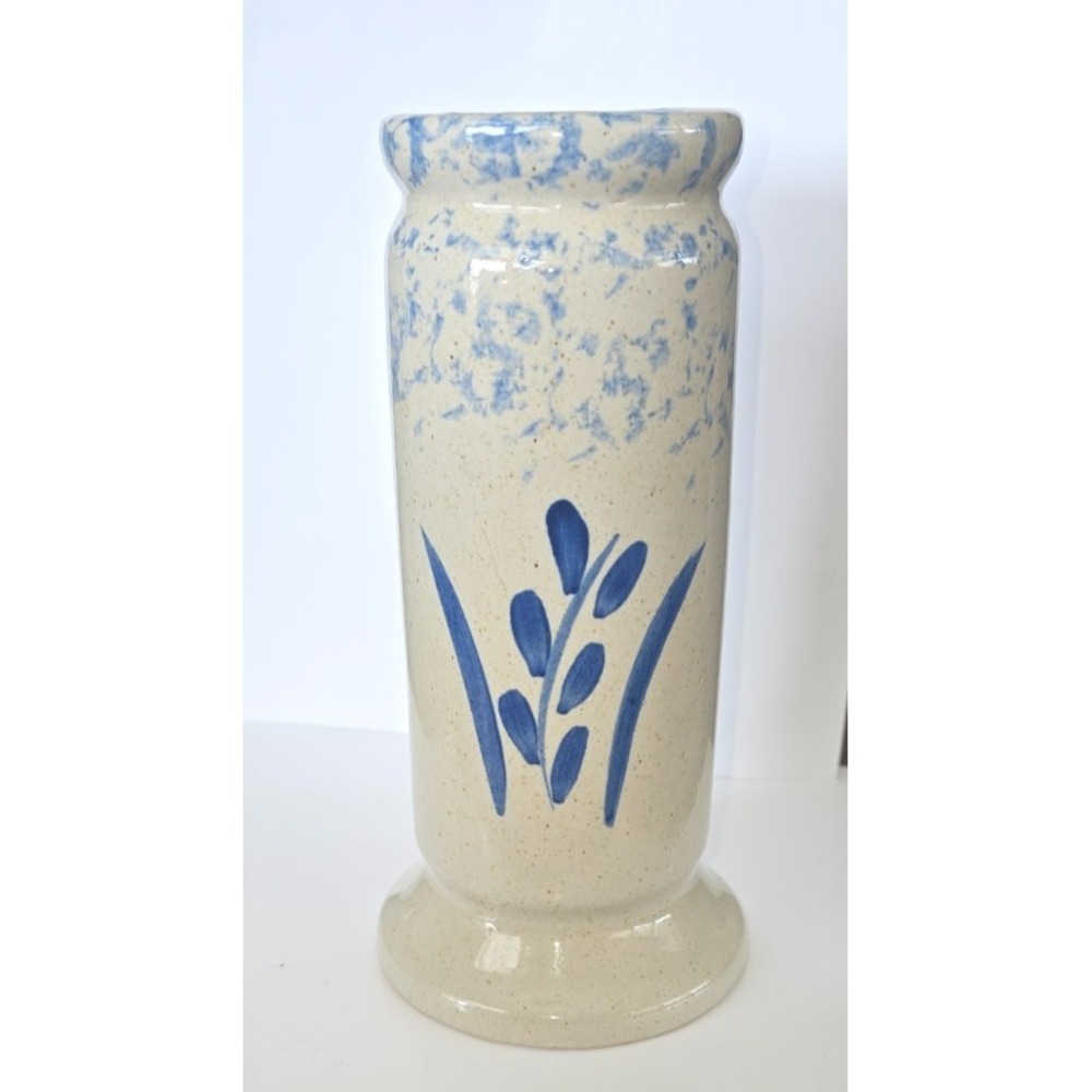 Vintage RRP Pottery Vase Blue Leaf Design - Picture 1 of 8